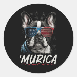 Patriotic Frenchie Dog American Flag 4th Of July 2 Classic Round Sticker