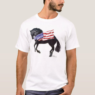 Patriotic Friesian Horse Flag T-Shirt