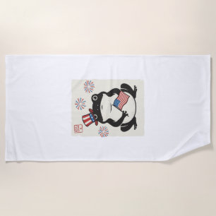 Patriotic Frog Vintage Engraving Vector Art_1 Beach Towel