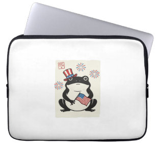 Patriotic Frog Vintage Engraving Vector Art_1 Laptop Sleeve