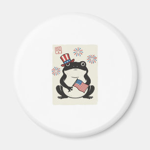Patriotic Frog Vintage Engraving Vector Art_1 Magnet