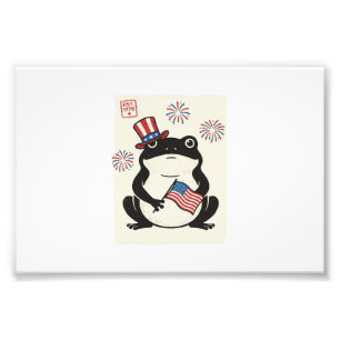 Patriotic Frog Vintage Engraving Vector Art_1 Photo Print