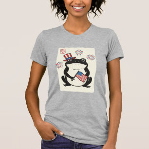 Patriotic Frog Vintage Engraving Vector Art_1 T-Shirt