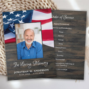 Patriotic Funeral American Flag Veteran Memorial P Program