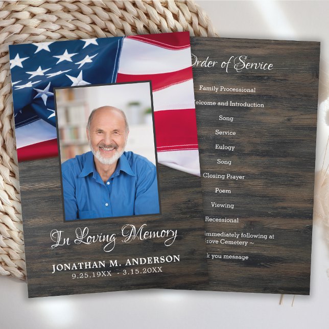 Patriotic Funeral American Flag Veteran Memorial P Program (Creator Uploaded)