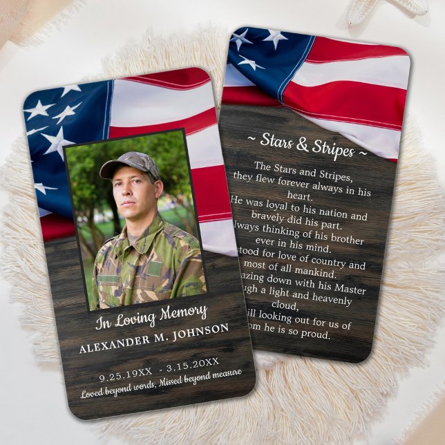 Patriotic Funeral Prayer Card Memorial Keepsake  (Creator Uploaded)