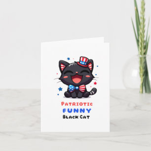 Patriotic Funny Black Cat Card 
