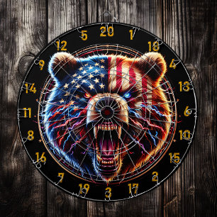 Patriotic Fury Gold Bear  Dartboard