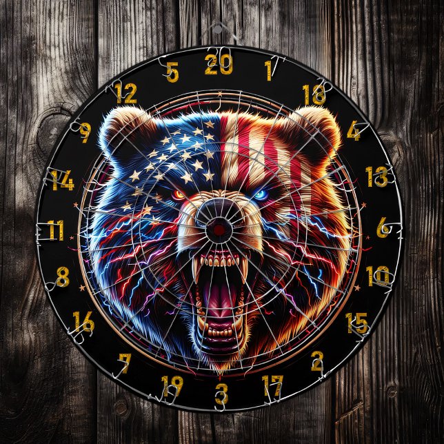 Patriotic Fury Gold Bear  Dartboard (Creator Uploaded)