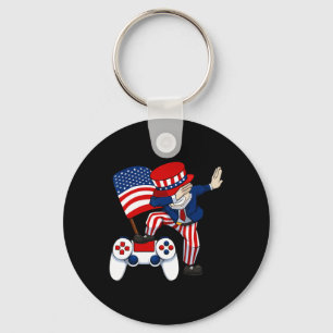 Patriotic Gamer 4th Of July Video-game Controller  Key Ring