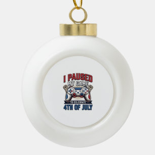 Patriotic Gamer 4th of July Vintage Vector Shirt_1 Ceramic Ball Christmas Ornament