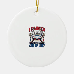 Patriotic Gamer 4th of July Vintage Vector Shirt_1 Ceramic Ornament