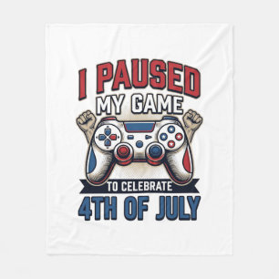 Patriotic Gamer 4th of July Vintage Vector Shirt_1 Fleece Blanket