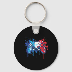 Patriotic Gamer - Red White Blue 4th Of July Video Key Ring
