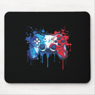 Patriotic Gamer - Red White Blue 4th Of July Video Mouse Pad