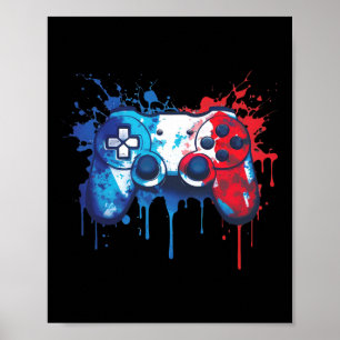 Patriotic Gamer - Red White Blue 4th Of July Video Poster