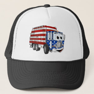Patriotic Garbage Truck Cartoon Trucker Hat