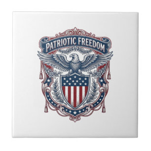 Patriotic Garden Flag Style Vector Graphic Tee_1 Ceramic Tile