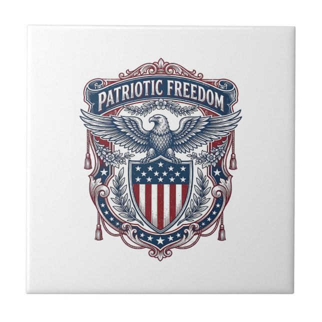 Patriotic Garden Flag Style Vector Graphic Tee_1 Ceramic Tile (Front)