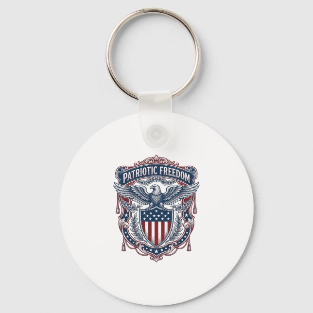Patriotic Garden Flag Style Vector Graphic Tee_1 Key Ring (Front)