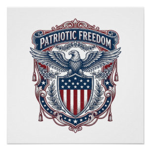Patriotic Garden Flag Style Vector Graphic Tee_1 Poster