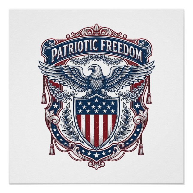 Patriotic Garden Flag Style Vector Graphic Tee_1 Poster (Front)