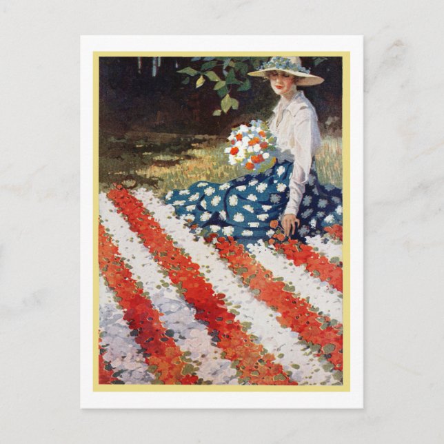 "PATRIOTIC GARDEN" FLOWER FLAG POSTCARD (Front)