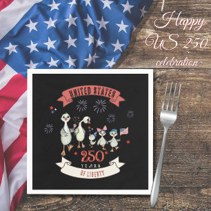 Patriotic Geese Family US 250 Years of Liberty Napkin