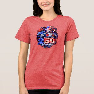 Patriotic George Washington Fireworks Graphic Tri-Blend Shirt