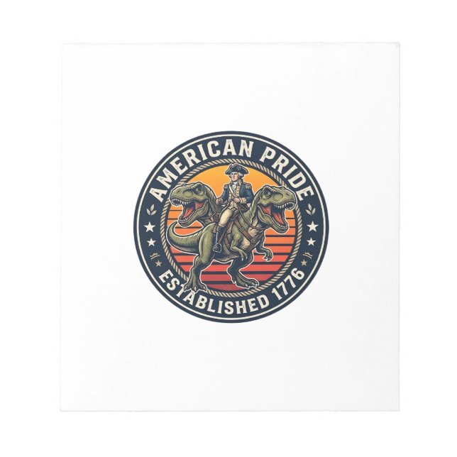 Patriotic George Washington Riding T-rex American  Notepad (Front)