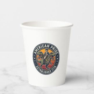 Patriotic George Washington Riding T-rex American  Paper Cups