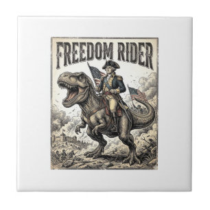 Patriotic George Washington Riding T-rex Freedom R Ceramic Tile