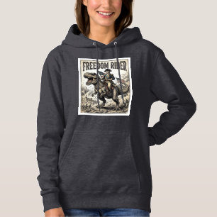Patriotic George Washington Riding T-rex Freedom R Hoodie