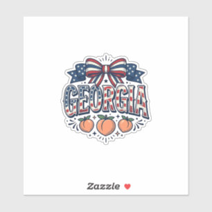 Patriotic Georgia Peach Bow Vintage 4th of July Sh