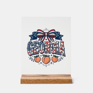 Patriotic Georgia Peach Bow Vintage 4th of July Sh Acrylic Sign