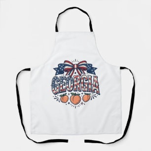 Patriotic Georgia Peach Bow Vintage 4th of July Sh Apron