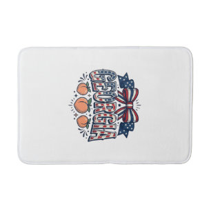 Patriotic Georgia Peach Bow Vintage 4th of July Sh Bath Mat