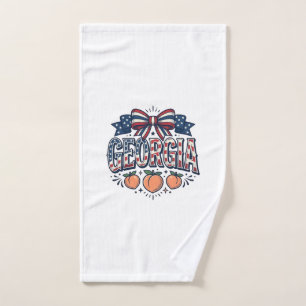 Patriotic Georgia Peach Bow Vintage 4th of July Sh Hand Towel