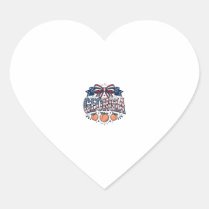 Patriotic Georgia Peach Bow Vintage 4th of July Sh Heart Sticker