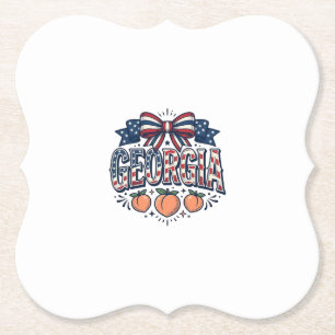 Patriotic Georgia Peach Bow Vintage 4th of July Sh Paper Coaster