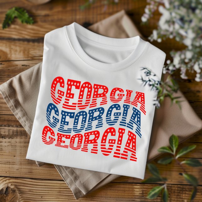 Patriotic Georgia Red and Blue Boho T-Shirt  (Creator Uploaded)