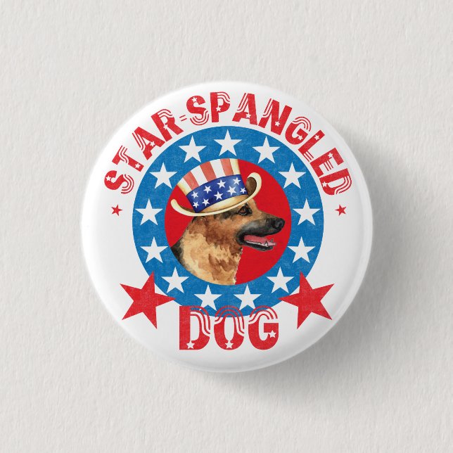 Patriotic German Shepherd 3 Cm Round Badge (Front)