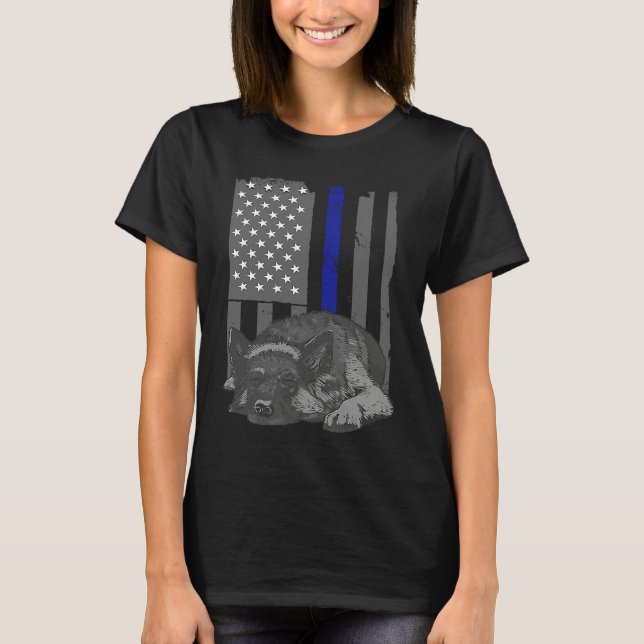 Patriotic German Shepherd America Flag 4th of July T-Shirt (Front)
