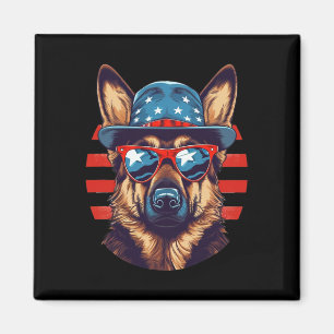 Patriotic German Shepherd American Dog Fourth Of J Magnet