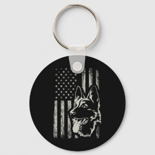 Patriotic German Shepherd American Flag 4th Of Jul Key Ring