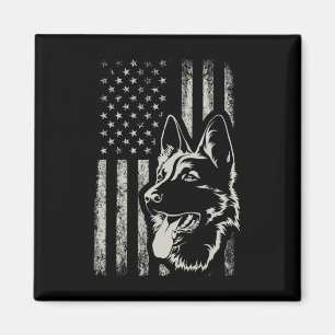 Patriotic German Shepherd American Flag 4th Of Jul Magnet