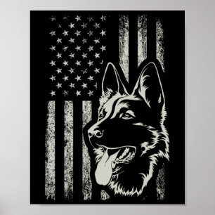 Patriotic German Shepherd American Flag 4th Of Jul Poster