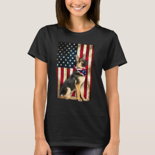 Patriotic German Shepherd American Flag 4th Of Jul T-Shirt