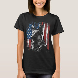 Patriotic German Shepherd American Flag Dog Gift M T-Shirt