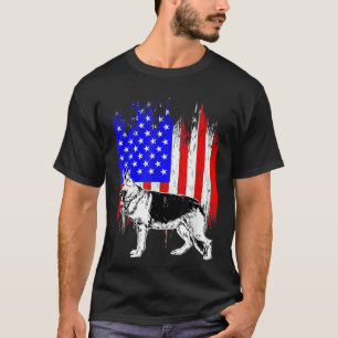 Patriotic German Shepherd AMERICAN FLAG Dog Lover T-Shirt